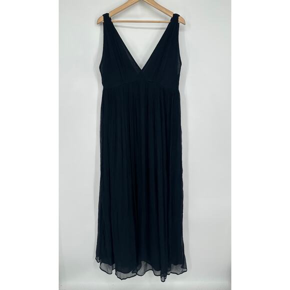 Anthropologie 100% Silk Mes Demoiselles Octavia Maxi Dress V-Neck Pleated Gown - Picture 2 of 11